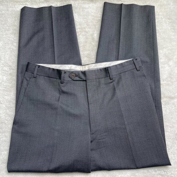 Canali Pants - Canali Men's Dark Grey High-Rise Dress Pants Size 34/50